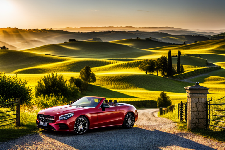 Mercedes Cabriolet on Tuscan Hills